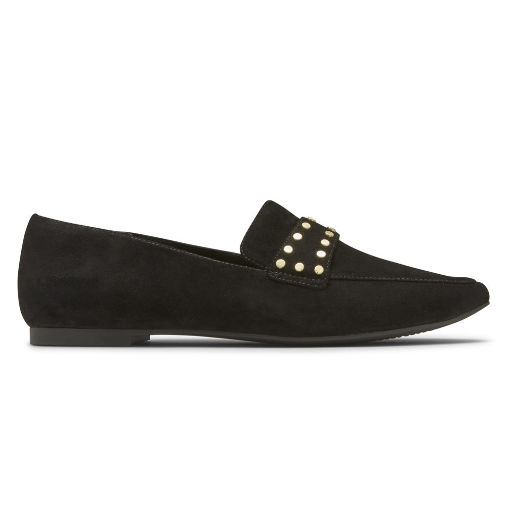 Rockport Womens Loafers Black - Total Motion Laylani Studded - UK 924-AFJPNS